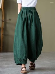 Women's Pants 2023 Spring Summer Cotton And Linen Women Retro Loose Casual Lantern Trousers Ladies Elastic Waist Simple