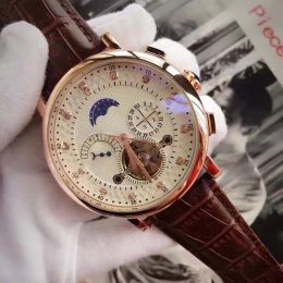 2023 top Swiss brand luxury Watch Automatic Movement Self-wind Watches MoonPhase Real Leather Watch Tourbillon Gentleman Business Watch