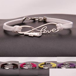 Charm Bracelets Cheer Leader Horn Wish Infinity Love Veet Rope Wrap Bangle For Women Men Luxury Sports Jewellery Gift Drop Delivery Dha83