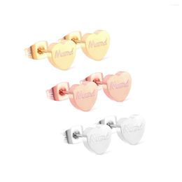 Stud Earrings Love Mama Gifts Heart Shape Stainless Steel Piercing Jewellery Tragus Studs Cartilage 3pairs/Lots Wholesale