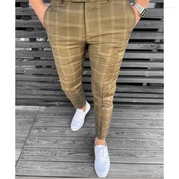 Men's Pants Casual Plaid For Men Joggers Mens Fashion Streetwear Straight Pencil Ankle-Length Trousers Business Work Man