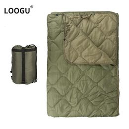 Outdoor Pads LOOGU Camping Woobie Blanket Buttons Poncho Liner Military Accessories Ultralight Outdoor Travel Sleeping Pad Quilt Mat Hiking 230919