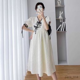 Maternity Dresses Maternity Dresses Summer Clothes for Pregnant Women Fashion Chinoiserie Style Fitting Long Women's Casual Pregnancy Clothing