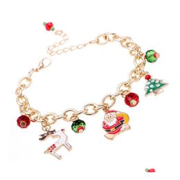 New Style Santa Pendant Bracelet Christmas Tree Fashion Jewellery Nice Gift For Girls Ship Drop Delivery Dh3Mq