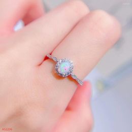 Cluster Rings Premium Jewellery Natural Gemstone 925 Sterling Silver Opal Ladies Ring Party Gift Marry Wedding Birthday Got Engaged Valenti