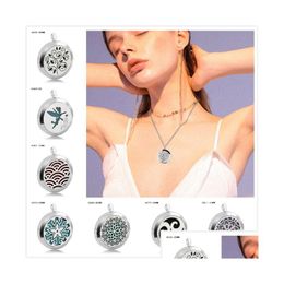 20 Styles Premium Aromatherapy Essential Oil Diffuser Stainless Steel Gasket Pendant Box Locket Jewellery Gift Drop Delivery Dhn7Q