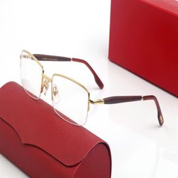 Luxury designer Sunglasses Eyeglasses vintage frames wood temples with Metal Frameless Full Rim Semi Rimless rectangular shape for338m