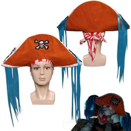 One Tv Peice Buggy Cosplay Fantasia Costume Pirate Hat Scarf for Adult Men Headgear Male Halloween Carnival Props 230920