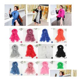 Women Solid Colour Scarves Large Size Beach Towel Pashmina Major Suit Ice Silk Chiffon Sunsn Shawl Gifts Ship Drop Delivery Dh5Vx