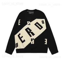 Men's Sweaters Autumn Letter Black and White Round Neck Woollen Sweater Unisex O Neck Baggy Y2K Knitted Clothes Oversized Ropa Hombre Tops T230919
