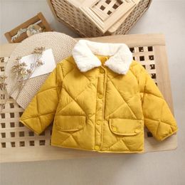 Down Coat Winter children's cartoon hoodie with plush and thickened down padded jacket short Boys and girls cotton padded jacket 230919
