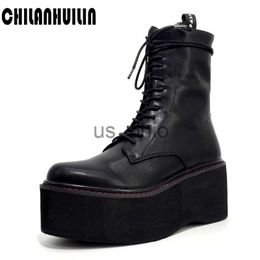 Boots soft leather elegant Cosy ladies ankle boots fashion lace-up autumn winter thick platform women's wedges outdoor shoes woman J230919