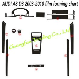 For Audi A8 D3 2003-2010 Car-Styling 3D 5D Carbon Fibre Car Interior Centre Console Colour Change Moulding Sticker Decals3212