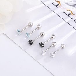 Stud Earrings S925 Sterling Silver Screws Zircon Female Twist Buckle Double End Anti Drop Small Earbone Studs Male