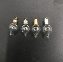 Bottles 1/3/5/8/10/15pcs Drop Shape Glass Vial Pendant Silver/gold Color Cap Rice Art Name On Craft Materia Bottle Charms