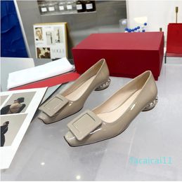 Luxury Designer Women Casual Shoes FashionGenuine Leather Ballet Flats Buckle Crystal Low Heels Summer Design Shoes Square Toe Slip On Feetwear Zapatillas Mujer