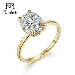 Wedding Kuoit Oval 8x10 Ring for Women Solid 10K 585 14K Yellow Gold D Color Solitaire Engagement Fine Jewelry 230915