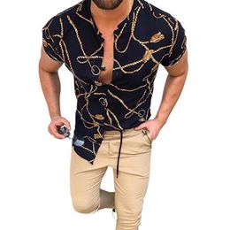 Plus Sizes 3XL Men's Casual Vintage Shirts Cardigan Printed Shorts Sleeve Slim Summer Hawaiian Shirt Skinny Fit Various Patte319U