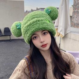 Wool Beanie Hat Cap Bucket Frog Thickened Cute Earmuffs Plush Animals Women Men Girl Ski Casual Cold Proo Winter Accessories 230920