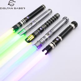 LED Swords Guns CIELTAN RGB Lightsaber 12 Color 10 Sound Fonts Metal Handle Heavy Dueling Force FX FOC Function Laser Sword 230918