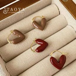Stud francês romântico vinho vermelho esmalte coração em forma de pingente brincos 2023 moda jóias para design feminino sentido eardrop acessórios l230919