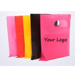 Shopping Bags 500pcslot Wholesale Custom Plastic Bag High Quality Die Cut Handbag For PackagingGiftsBoutique 230918