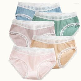 Panties 5 Pcs Children Underwear Comfortable Cotton Adolescent Girls Lace Border Panty For Girl Age 8-16 Teenage Briefs