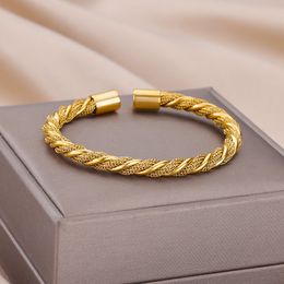 Charm Bracelets Punk Round Rope Weave Bracelet for Women Men Gold Colour Stainless Steel Hip Hop Cuff Bangle Jewlery 230919