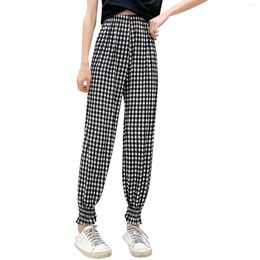 Women's Pants Women Plaid Polka Dot Casual Loose Wide Leg Trouser Retro Harajuku All-match Streetwear Beamed Foot Beach P5