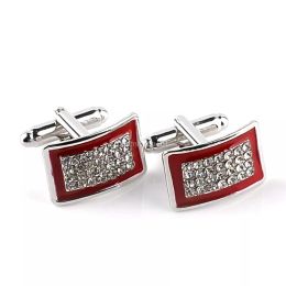 enamel diamond cuff links Black red Business Shirt Cufflink buttons for women men dress fashion jewelry