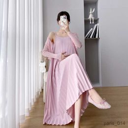 Maternity Dresses Coat Long Dress Round Neck Suspender Covered Skirt Pregnancy Maternity Photoshoots