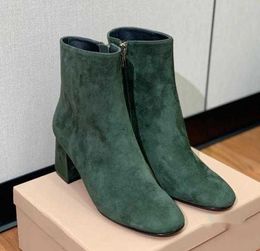 miui smooth ankle Top-quality Leather New boots fabric heel height Exquisite fashion luxury Designer shoe cap