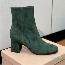 Smooth Fabric Ankle Boots Leather Heel Height Exquisite Fashion Luxury Designer Shoe Shoe Cap
