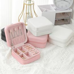 Jewelry Boxes 1pcs Single Layer Storage Box Ladies Travel Leather Classic Black Pure White Fashion Pink 230920