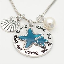 I Love you to the beach and back Beach keychain necklace Natural necklace Summer jewelry Women's Starfish Necklace280D