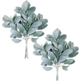 Christmas Decorations 8Pcs Artificial Flocked Lambs Ear Leaves Stems Faux Lamb's Branches Picks Greenery Sprays For Vase Bouquet Wreath CNIM 230919