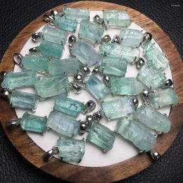 Decorative Figurines Good Quality Special Style Natural Beryl Crystal Rough Gemstone Pendant With 925 Silver Buckle For Healing