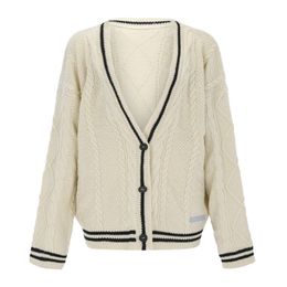 Women's Sweaters Autumn Women Beige V-neck Star Embroidery Cardigan Casual Loose Sweater Fashion Temperament Knitted Jacket Y2k Streetwear 230920