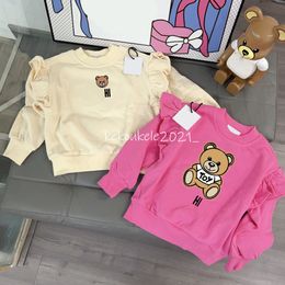 Girls Sweatshirts Autumn Cute Flying Sleeves Print Hoodies Baby Girls 100% Cotton T-Shirt Children Tees Casual Kids Clothing