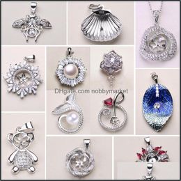 Jewellery Settings 12 Styles New Pearl Necklace 925 Sliver Pendant Diy Women Fashion With Chain Gift Drop Delivery Dhgarden Otdwo