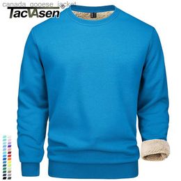 Men's Hoodies Sweatshirts TACVASEN Winter Thicken Fleece Crewneck Sweatshirt Mens Warm Sherpa Lined Heavy Winter Pullover Basic Tops Shirts No Hood HoodieL230920