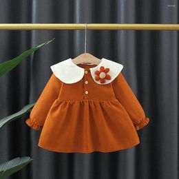 Girl Dresses Sweet Autumn Girls Kids Princess Dress Long Sleeve Baby Infants Flower Doll Collar Vestidos Outfits ADK1776