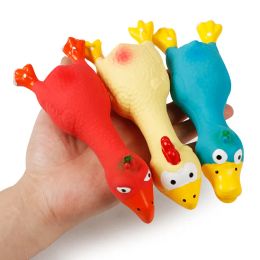 Dog Toys Chews Natural Latex Pet Screaming Chicken Duck Toy Squeaker Fun Sound Rubber Training Playing Puppy Chewing Tooth Clean