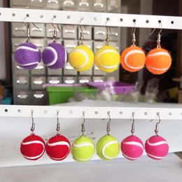 Dangle & Chandelier 2PCS Pair Mixed Color Sport Balls Earrings Women Fashion Jewelry Tennis Ball Drop Earring Female Girls274L