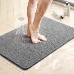 Bath Mats Non Slip Shower Mat with Drain Quick Drying PVC Loofah for Tub Bathroom Phthalate Free 230919