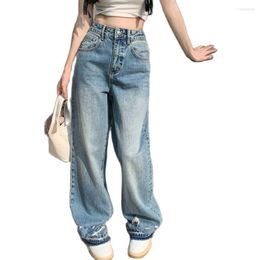 Women's Jeans Spring Fall Women Loose Design High Waist Sand Blast Washed Soft Cotton European Fashion Girls Denim Pants