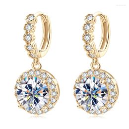 Dangle Earrings KUGG D Colour Moissanite Hoop For Women Silver 925 Jewellery Round Main Diamond 6.5mm/8mm/9mm Huggies Drop