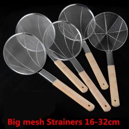 Cooking Utensils Stainless steel big long noodle French fries colanders strainer basket wooden handle frying net Pot leaky Philtre sieve sink 230920