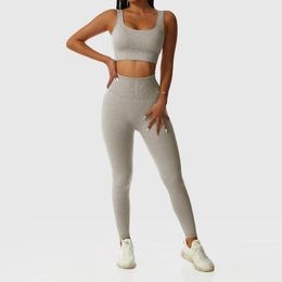 Women's Two Piece Pants Tracksuit Seamless Sexy Yoga Suit For Fitness Sports Tights Elasticity Wear Gym Set Women