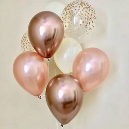 Party Decoration 15Pcs Chrome Rose Gold Latex Balloons Mixed Black Dots Balls Baby Shower Wedding Birthday Decoras Valentine's Day Sup 230920